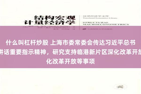 什么叫杠杆炒股 上海市委常委会传达习近平总书记重要讲话重要指示精神，研究支持临港新片区深化改革开放等事项