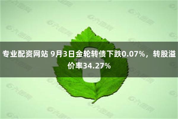 专业配资网站 9月3日金轮转债下跌0.07%，转股溢价率34.27%