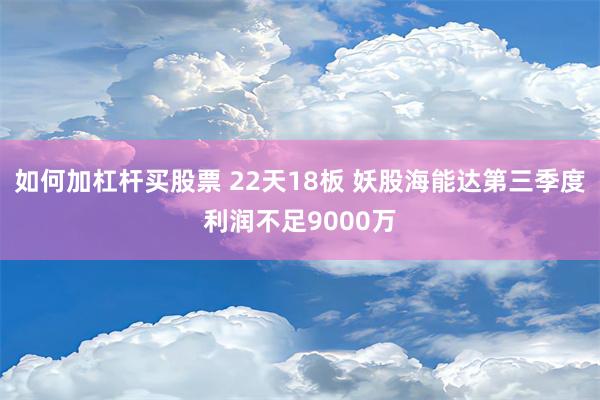 如何加杠杆买股票 22天18板 妖股海能达第三季度利润不足9000万